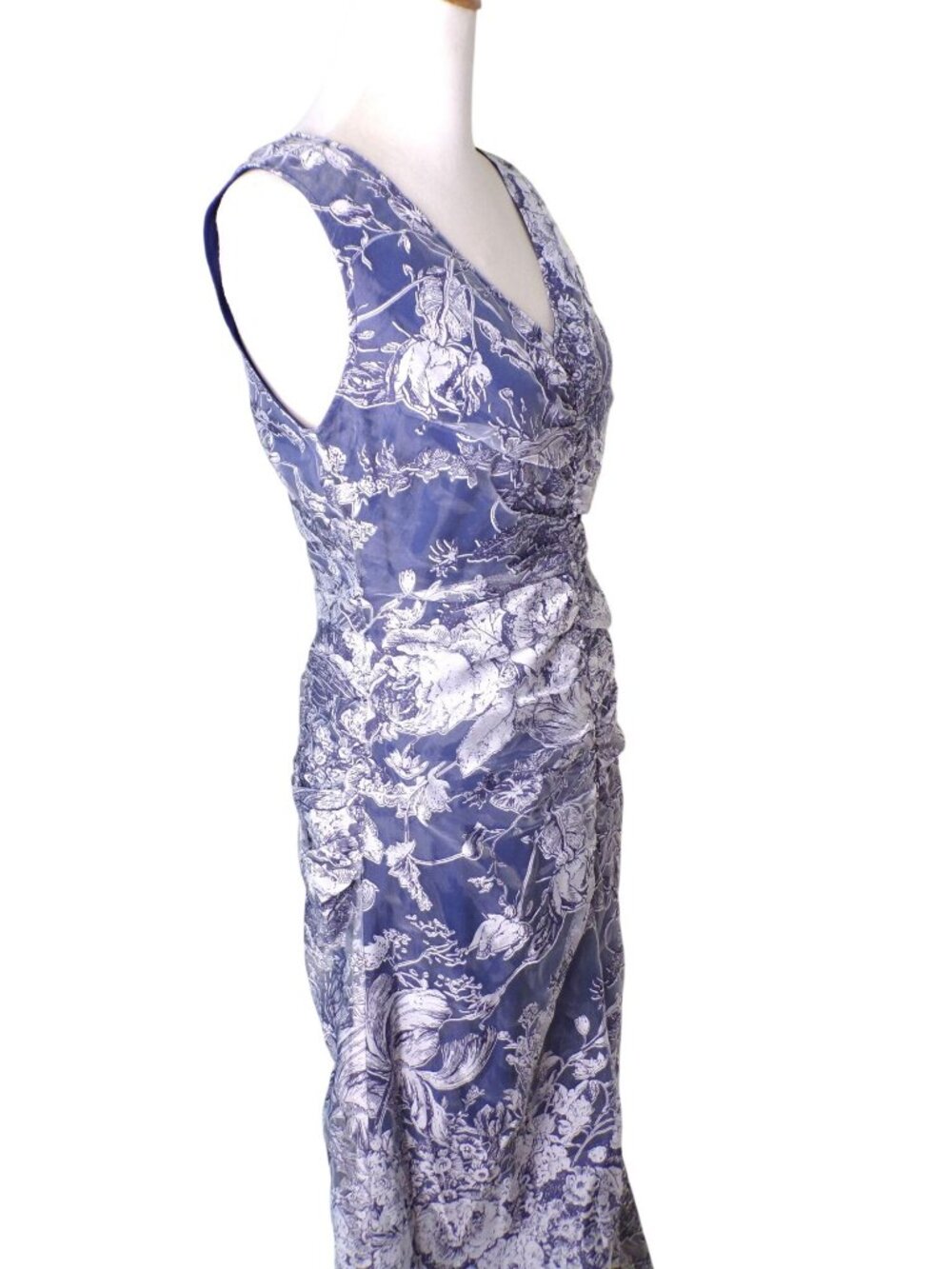 🆕JS COLLECTIONS Maddison Column Shirred Gown Dress Blue 6 - Picture 11 of 16